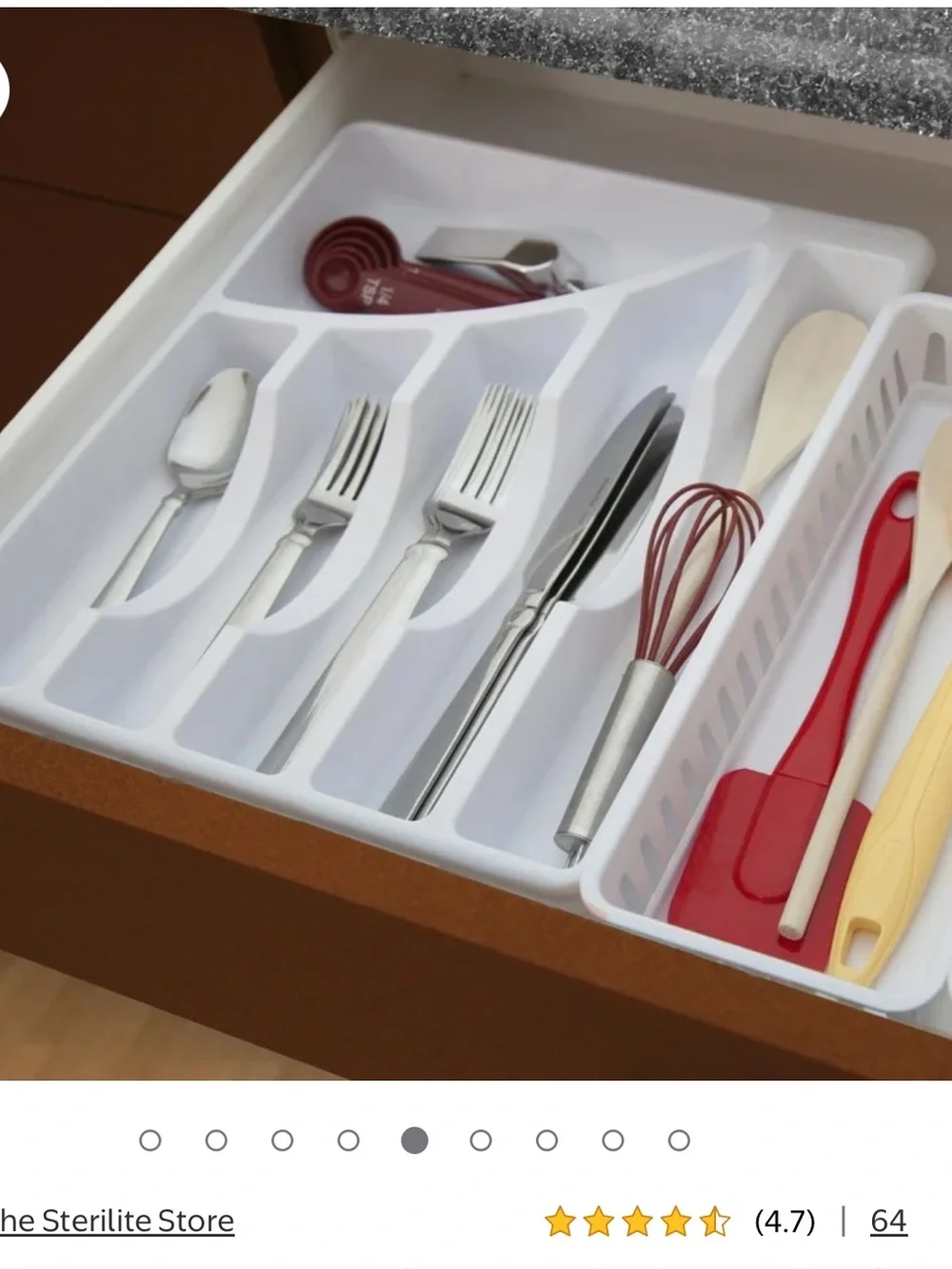 Sterilite Cutlery Tray Organizer Large Size 6 Compartment